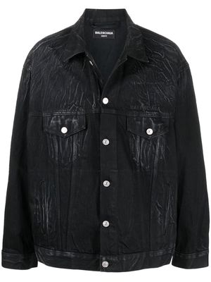 Balenciaga rear logo denim jacket - Black