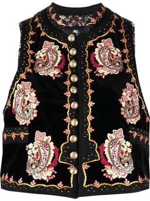 ETRO floral-embroidered vest - Black