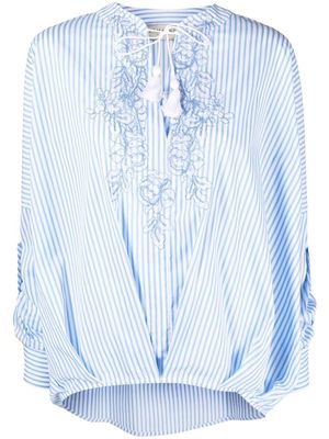 Ermanno Ermanno striped tassel-detail blouse - White