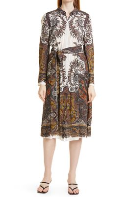 KOBI HALPERIN Meagan Floral Long Sleeve Belted Shirtress in Ivory Multi