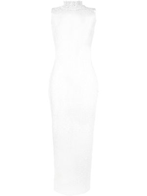 CONCEPTO sleeveless high-neck mesh dress - White