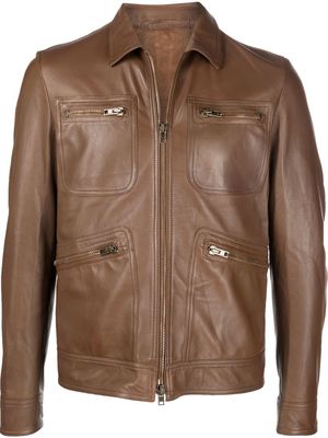 Salvatore Santoro zip-pocket leather jacket - Brown