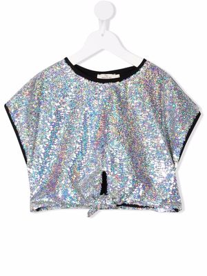 Andorine sequinned tie-front top - Silver