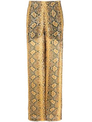 Gcds sequin-embellished snakeskin-print trousers - Yellow