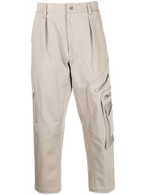 Les Hommes cropped-leg zip-detail trousers - Neutrals