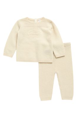 Bonpoint Atimy Embroidered Cashmere Sweater & Pants Set in Naturel