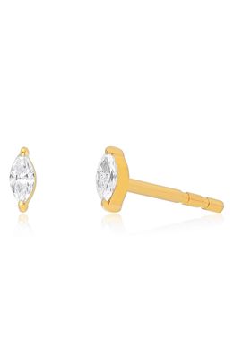 EF Collection Single Marquise Diamond Stud Earring in 14K Yellow Gold