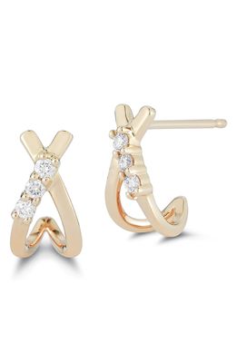 Dana Rebecca Designs Ava Bea Crossover-X Diamond Huggie Earrings in Yellow Gold