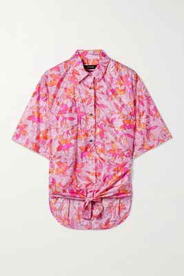 Isabel Marant - Liaggy Knotted Floral-print Shell Shirt - Pink