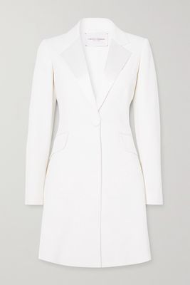 Carolina Herrera - Silk Satin-trimmed Crepe Mini Dress - White