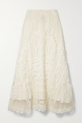 Farm Rio - Guipure Lace Maxi Skirt - Off-white