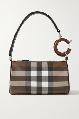 Burberry - Leather-trimmed Checked Coated-canvas Shoulder Bag - Brown