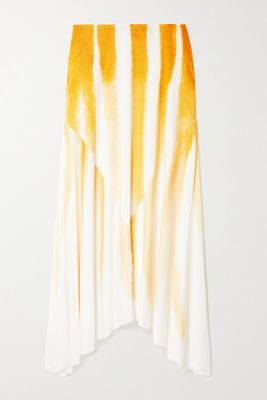 Marni - Asymmetric Printed Satin Midi Skirt - Gold