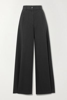 Dries Van Noten - Pleated Cotton-twill Wide-leg Pants - Black