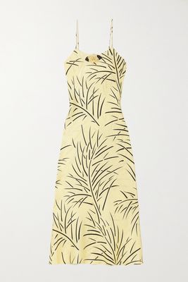 Rodarte - Embellished Printed Silk-jacquard Midi Dress - Yellow