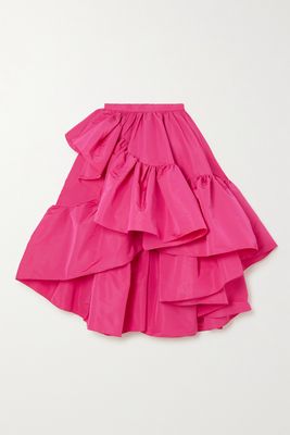 Alexander McQueen - Asymmetric Layered Ruffled Tiered Taffeta Midi Skirt - Pink