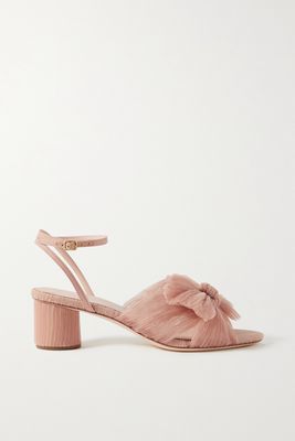 Loeffler Randall - Dahlia Bow-embellished Plissé-organza Sandals - Pink