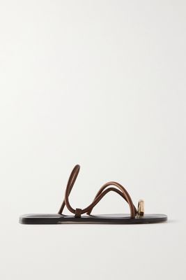 Emme Parsons - Laurie Leather And Gold-tone Sandals - Brown
