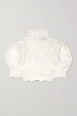 Isabel Marant - Dayden Ruffled Cotton And Silk-blend Broderie Anglaise Blouse - White