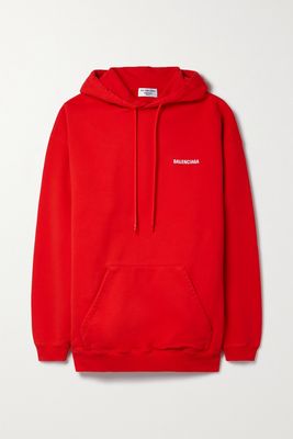 Balenciaga - Oversized Embroidered Cotton-jersey Hoodie - S