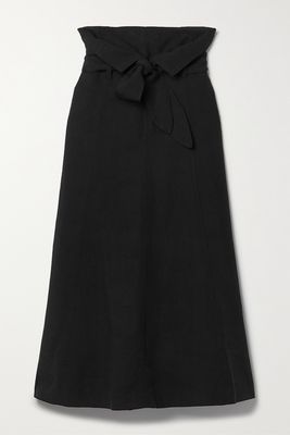Mara Hoffman - Anna Belted Tencel Lyocell And Linen-blend Midi Skirt - Black