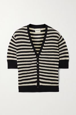 Khaite - Dianna Striped Cashmere-blend Cardigan - Black