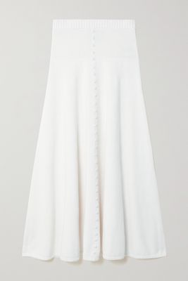 Joslin - Cordelia Ribbed Cotton And Cashmere-blend Midi Skirt - White