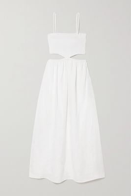 Faithfull The Brand - Tayari Cutout Shirred Linen Midi Dress - White