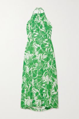 Faithfull The Brand - Taormina Floral-print Crepe Halterneck Midi Dress - Green