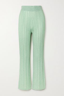 Cult Gaia - Laurel Ribbed-knit Straight-leg Pants - Green