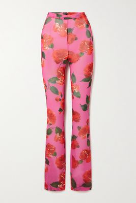 Magda Butrym - Floral-print Stretch-mesh Leggings - Pink