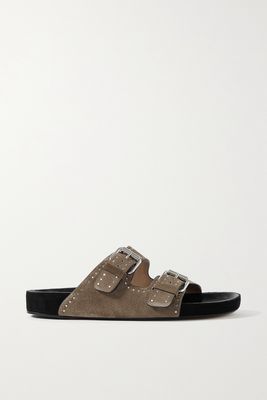 Isabel Marant - Lennyo Studded Suede Slides - Brown