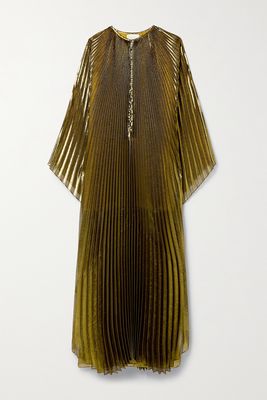 SemSem - Swarovski Crystal-embellished Plissé-lamé Gown - Gold