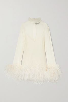 Taller Marmo - Gina Feather-trimmed Silk-georgette Mini Dress - Ivory