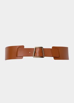 Trapezoid Buckle Leather Belt