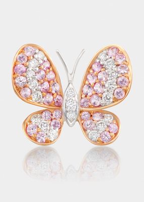 Butterfly Earring with Diamonds and Pink Sapphires, Single