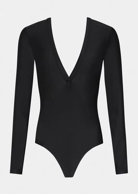 Long-Sleeve Maillot One-Piece Swimsuit