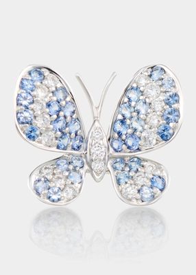 Butterfly Earring with Diamonds and Blue Sapphires, Single