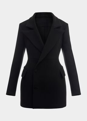 Crepe Tailored Jacket w/ Removable Collar and Cuffs