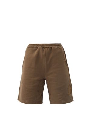 Affxwrks - Intel. Logo-embroidered Cotton-jersey Shorts - Mens - Khaki