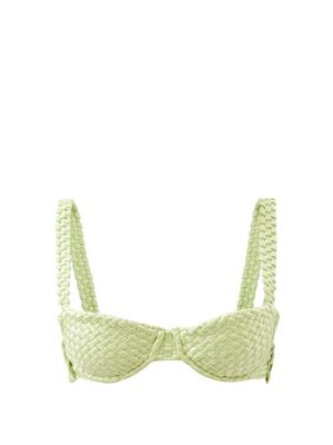 Isa Boulder - Fullweave Woven Underwired Bikini Top - Womens - Lime Green