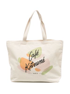 Maison Kitsuné logo-print tote bag - Neutrals