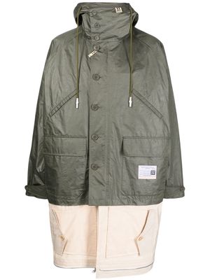 Maison Mihara Yasuhiro layered hooded coat - Green