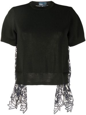 Kolor lace-back short-sleeve T-shirt - Black