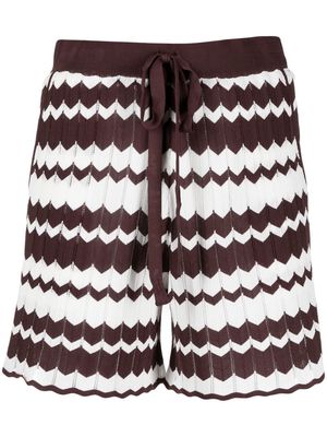 P.A.R.O.S.H. zigzag-print knitted shorts - Brown