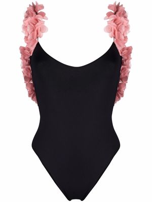 La Reveche ruffle-detail swimsuit - Black