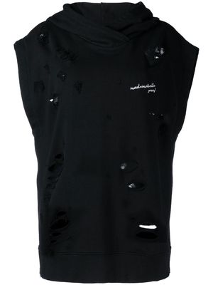 Goen.J distressed sleeveless hoodie - Black