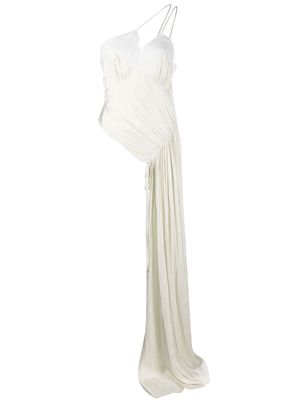AC9 ruched-detail asymmetric top - White