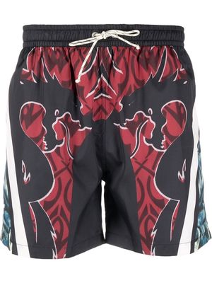 Phipps abstract-pattern swim shorts - Red