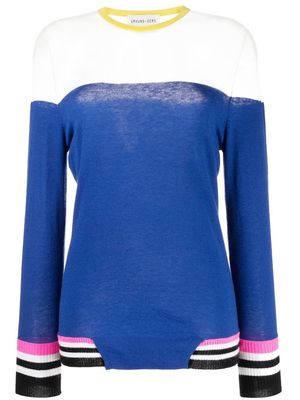 Ground Zero sheer-panel fine-knit top - Blue